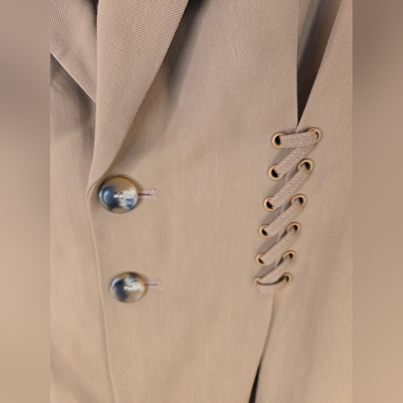 A.L.C. Women Maverick Coat Jacket Blazer Sz 8 Tan-Orange Long Line Lace Up Cinch - Picture 5 of 16